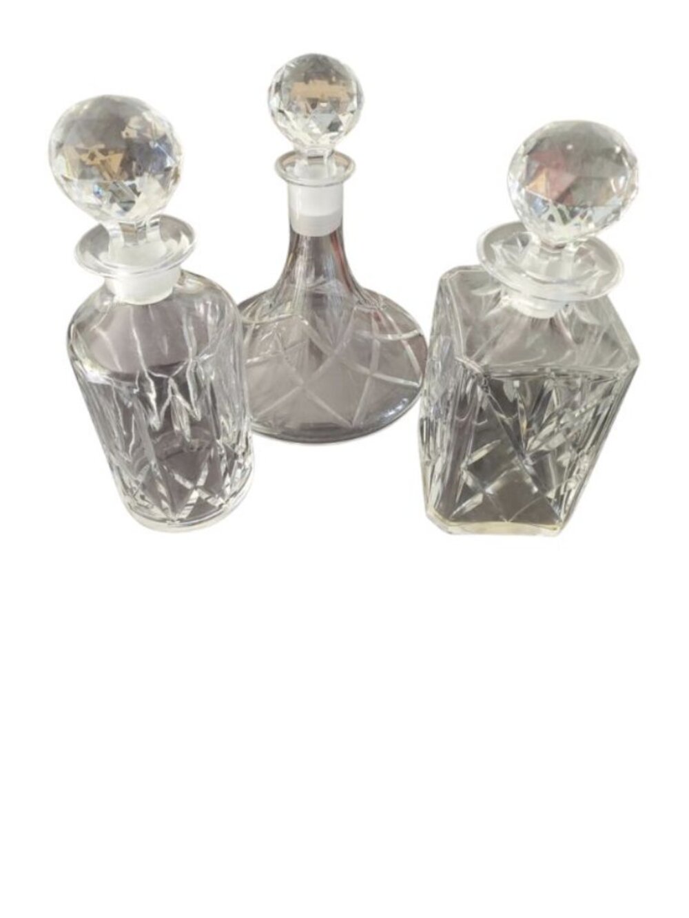 Rare Vintage Royal Gallery 24% Lead Crystal Decanter Set - 3 Pieces